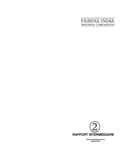 Thumbnail Fairfax India Holdings Quarterly Report 2016-q2