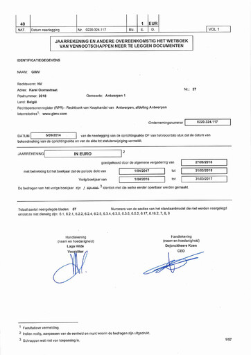 Thumbnail Gimv NV Financial Statement 2017-2018