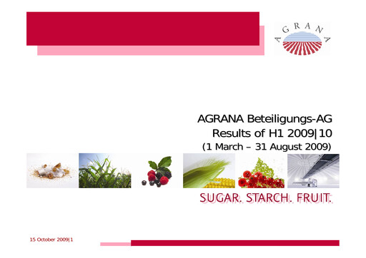 Miniature Agrana Rapport semestriel 2009-h1