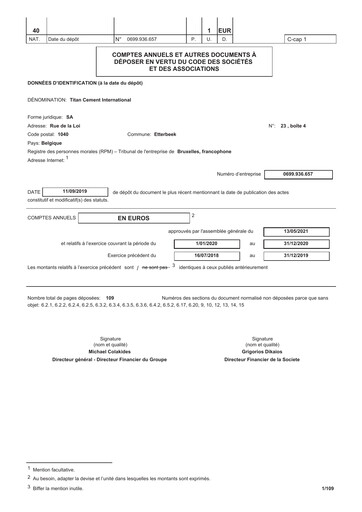 Thumbnail Titan Cement International Financial Statement 2020