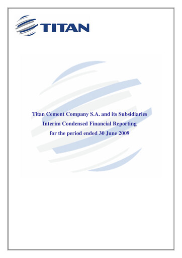 Thumbnail Titan Cement International Half-year Report 2009-h1