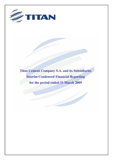 Thumbnail Titan Cement International Quarterly Report 2009-q1