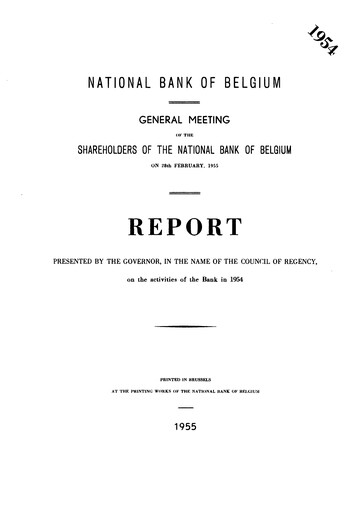 Miniature Banque nationale de Belgique Rapport annuel 1954