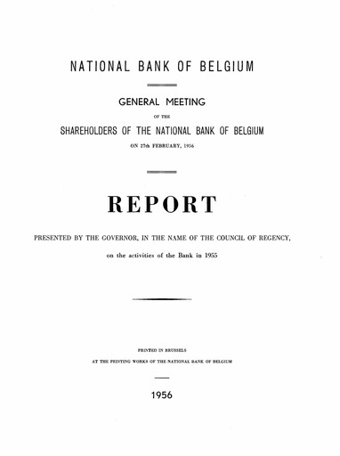 Miniature Banque nationale de Belgique Rapport annuel 1955