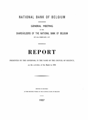 Miniature Banque nationale de Belgique Rapport annuel 1956