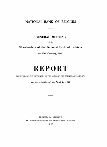 Miniature Banque nationale de Belgique Rapport annuel 1960