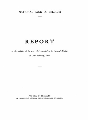 Miniature Banque nationale de Belgique Rapport annuel 1963