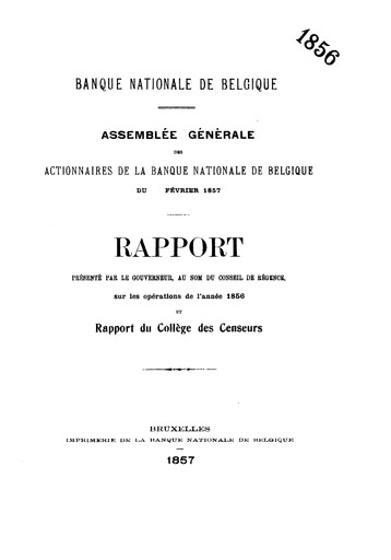 Miniature Banque nationale de Belgique Rapport annuel 1856
