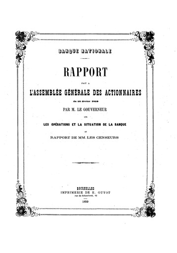 Miniature Banque nationale de Belgique Rapport annuel 1858