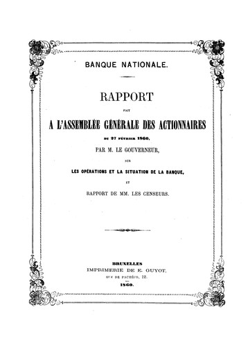 Miniature Banque nationale de Belgique Rapport annuel 1859