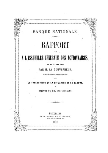 Miniature Banque nationale de Belgique Rapport annuel 1862