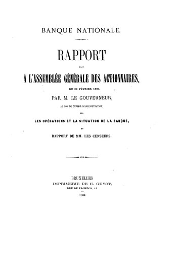 Miniature Banque nationale de Belgique Rapport annuel 1863