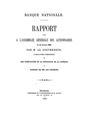 Miniature Banque nationale de Belgique Rapport annuel 1867