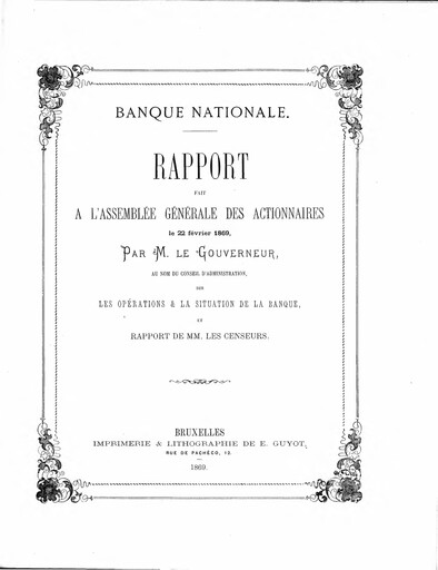 Miniature Banque nationale de Belgique Rapport annuel 1868