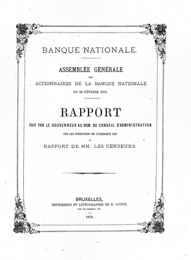 Miniature Banque nationale de Belgique Rapport annuel 1873