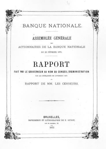 Miniature Banque nationale de Belgique Rapport annuel 1874