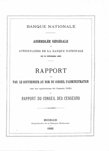 Miniature Banque nationale de Belgique Rapport annuel 1881