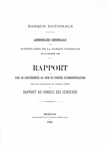 Miniature Banque nationale de Belgique Rapport annuel 1884