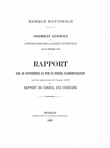 Miniature Banque nationale de Belgique Rapport annuel 1886