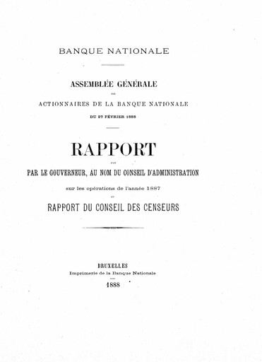 Miniature Banque nationale de Belgique Rapport annuel 1887