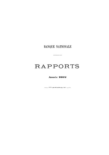 Miniature Banque nationale de Belgique Rapport annuel 1892
