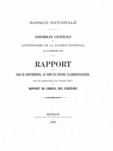 Miniature Banque nationale de Belgique Rapport annuel 1897