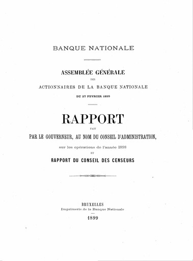 Miniature Banque nationale de Belgique Rapport annuel 1898