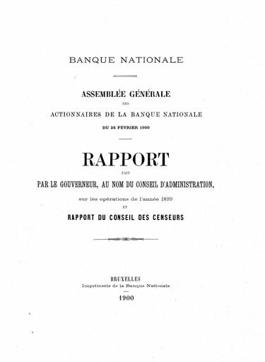 Miniature Banque nationale de Belgique Rapport annuel 1899