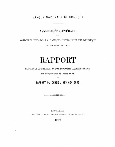 Miniature Banque nationale de Belgique Rapport annuel 1901