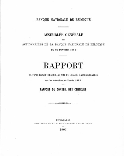 Miniature Banque nationale de Belgique Rapport annuel 1902