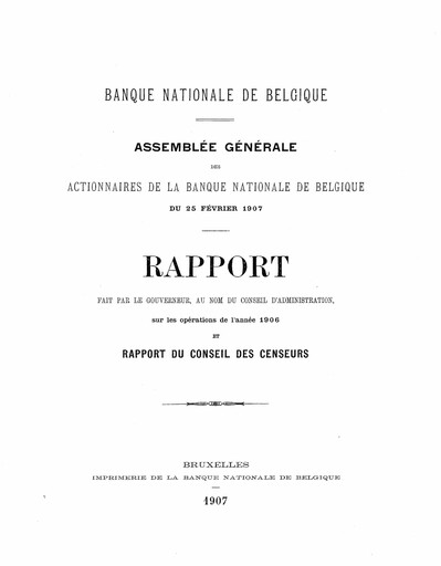 Miniature Banque nationale de Belgique Rapport annuel 1906