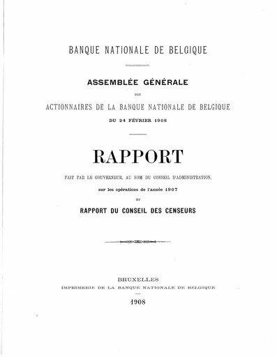 Miniature Banque nationale de Belgique Rapport annuel 1907