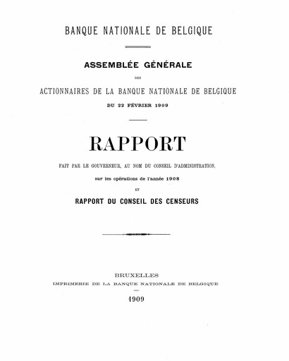Miniature Banque nationale de Belgique Rapport annuel 1908