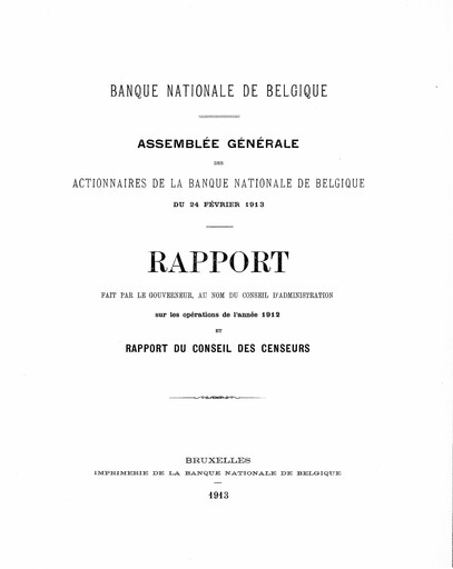 Miniature Banque nationale de Belgique Rapport annuel 1912
