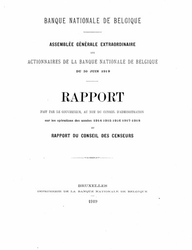 Miniature Banque nationale de Belgique Rapport annuel 1914-1918