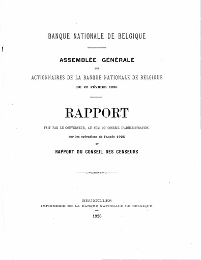 Miniature Banque nationale de Belgique Rapport annuel 1925