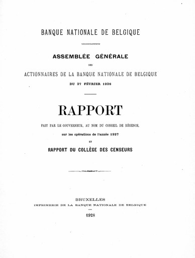 Miniature Banque nationale de Belgique Rapport annuel 1927