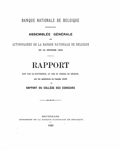 Miniature Banque nationale de Belgique Rapport annuel 1928