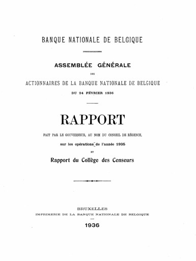 Miniature Banque nationale de Belgique Rapport annuel 1935