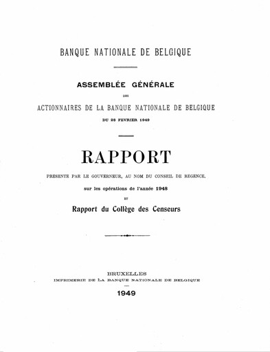 Miniature Banque nationale de Belgique Rapport annuel 1948