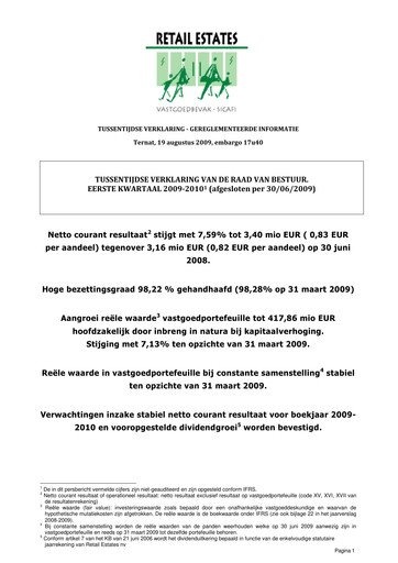 Vorschaubild Retail Estates NV Quartalsbericht 2009-2010-q1