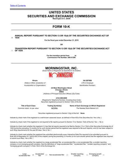 Miniature Morningstar
 Rapport financier 2019
