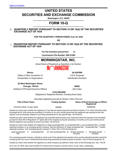 Miniature Morningstar
 Rapport trimestriel 2024-q2