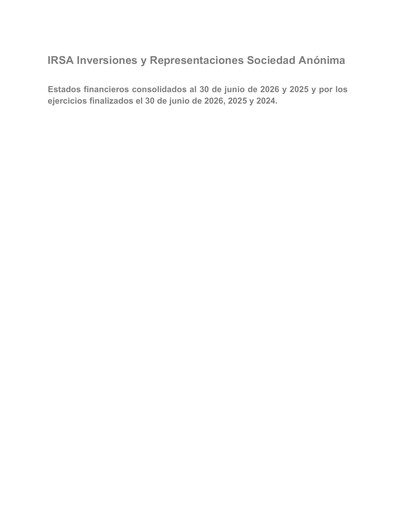 Vorschaubild IRSA Inversiones y Representaciones Finanzmitteilung 2026