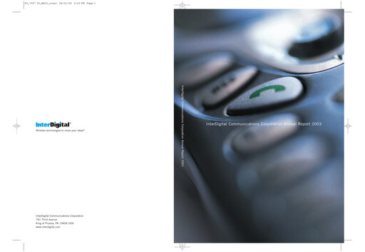 Thumbnail InterDigital
 Annual Report 2003