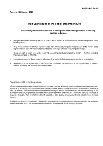Thumbnail Ramsay Générale de Santé Half-year Report 2020-h1