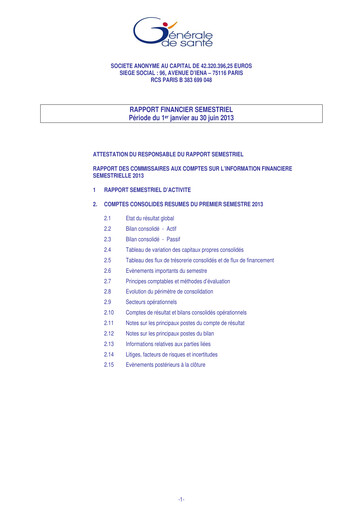 Thumbnail Ramsay Générale de Santé Half-year Report 2013-h1