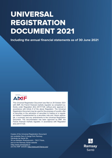 Thumbnail Ramsay Générale de Santé Universal Registration Document 2021