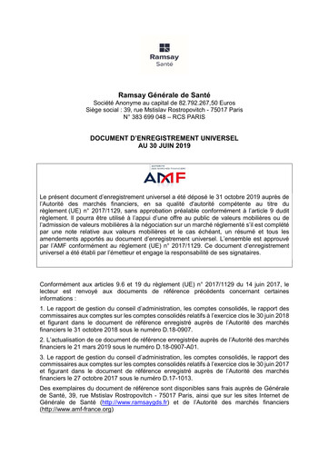 Vorschaubild Ramsay Générale de Santé Universelles Registrierungsdokument 2019