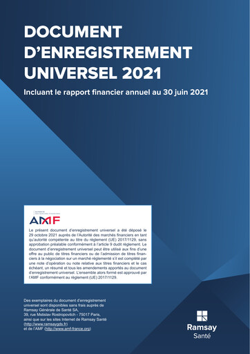 Vorschaubild Ramsay Générale de Santé Universelles Registrierungsdokument 2021